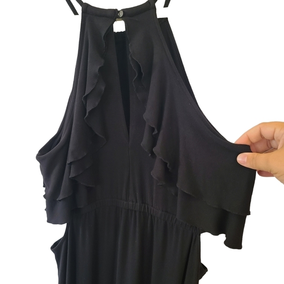 American Eagle Outfitters Long Maxi Dress with cutouts & slit size Medium Black - Picture 4 of 7